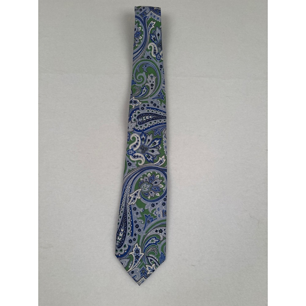 Nautica Mens Blue Green Paisley Silk Blend Necktie Classic Formal Accessory - Picture 4 of 4